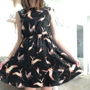 Spring Flare Dress Crane Pattern fits Sm/Med